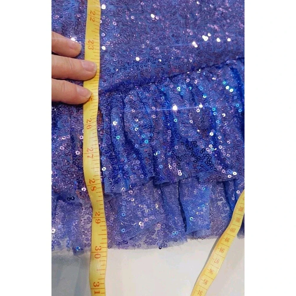 Pomuyoo Junior's Size XS Purple Sequin Dress Party Prom Wedding Homecoming
